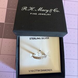 Sterling Silver Diamond Ring Size 5- Silver